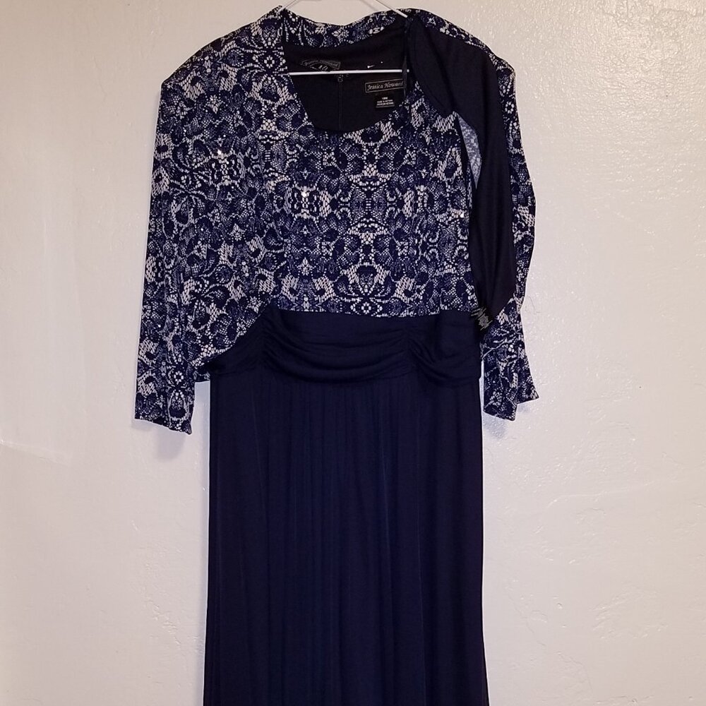 Jessica Howard Navy Formal Mother of the Bride Maxi Dress & Jacket